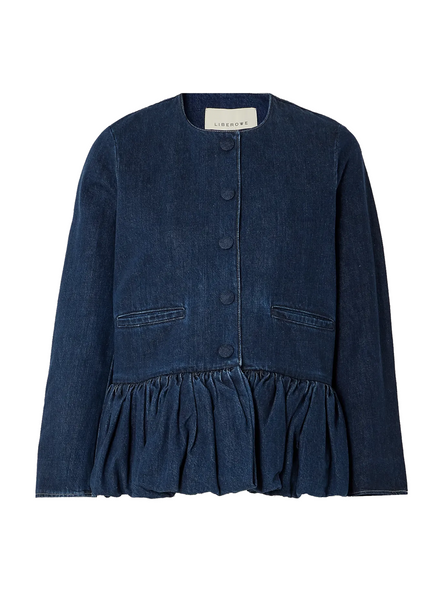 Peplum Noble Cropped Jacket in Denim | Liberowe – LIBEROWE
