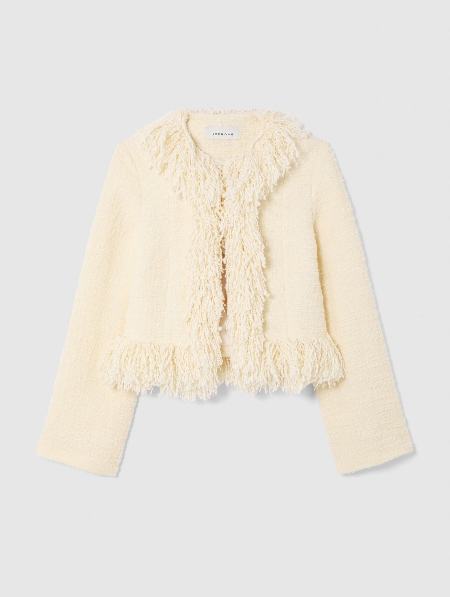 PRE-ORDER/ VANILLA CROPPED FRINGE JACKET