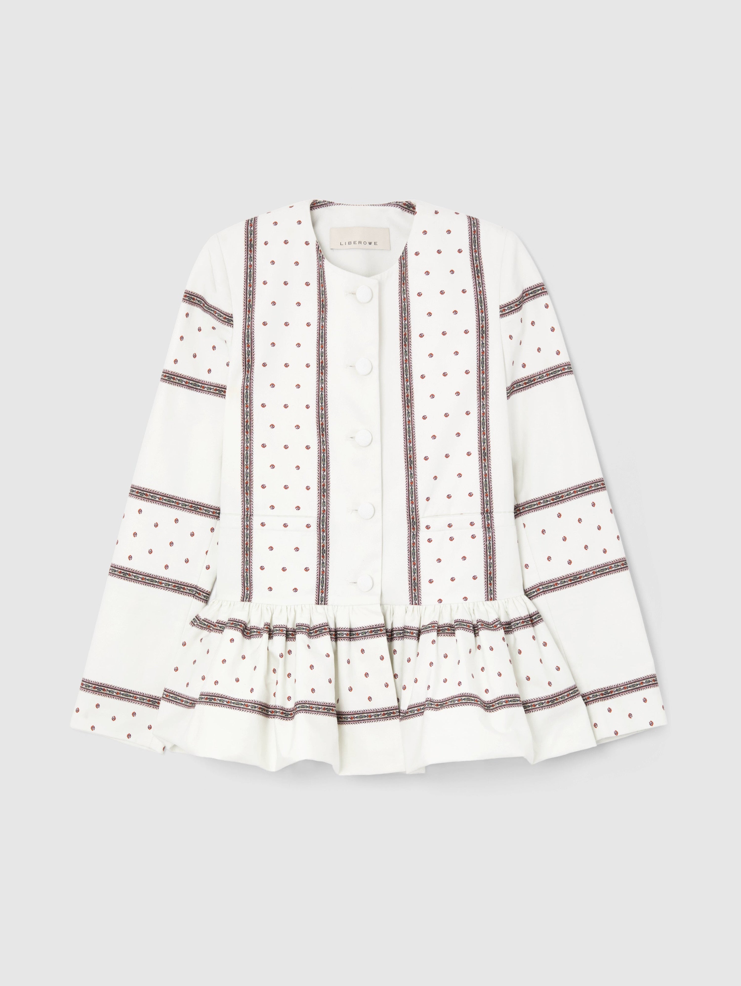 STRIPE PRINT PEPLUM JACKET – LIBEROWE
