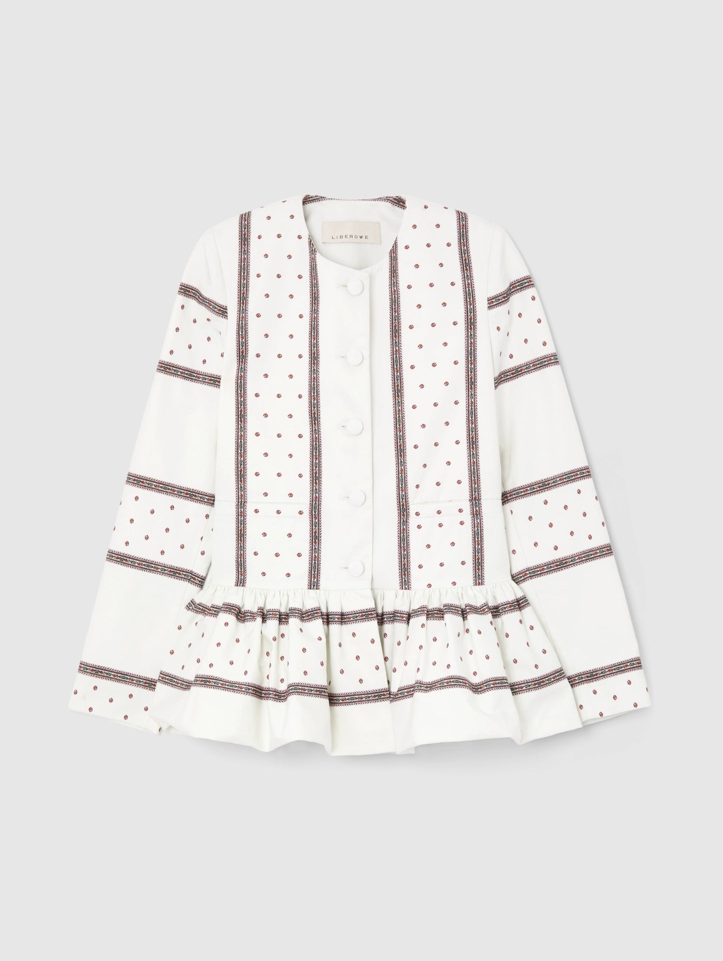 STRIPE PRINT PEPLUM JACKET