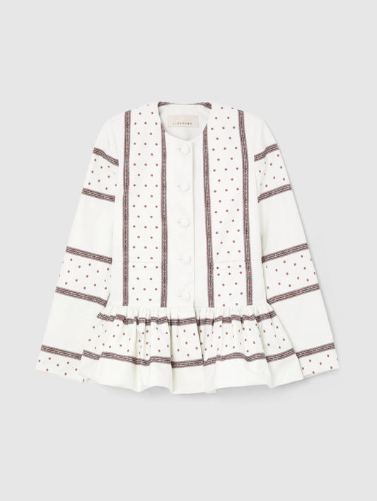 STRIPE PRINT PEPLUM JACKET