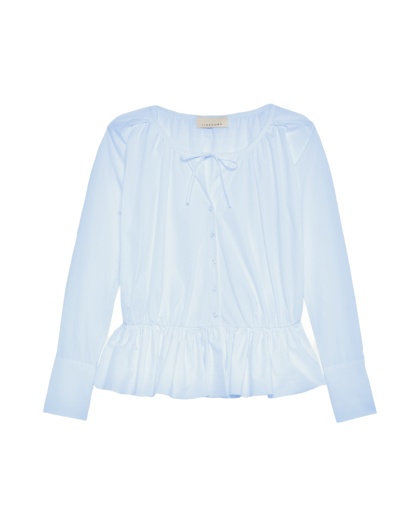 PALE BLUE PEPLUM SHIRT