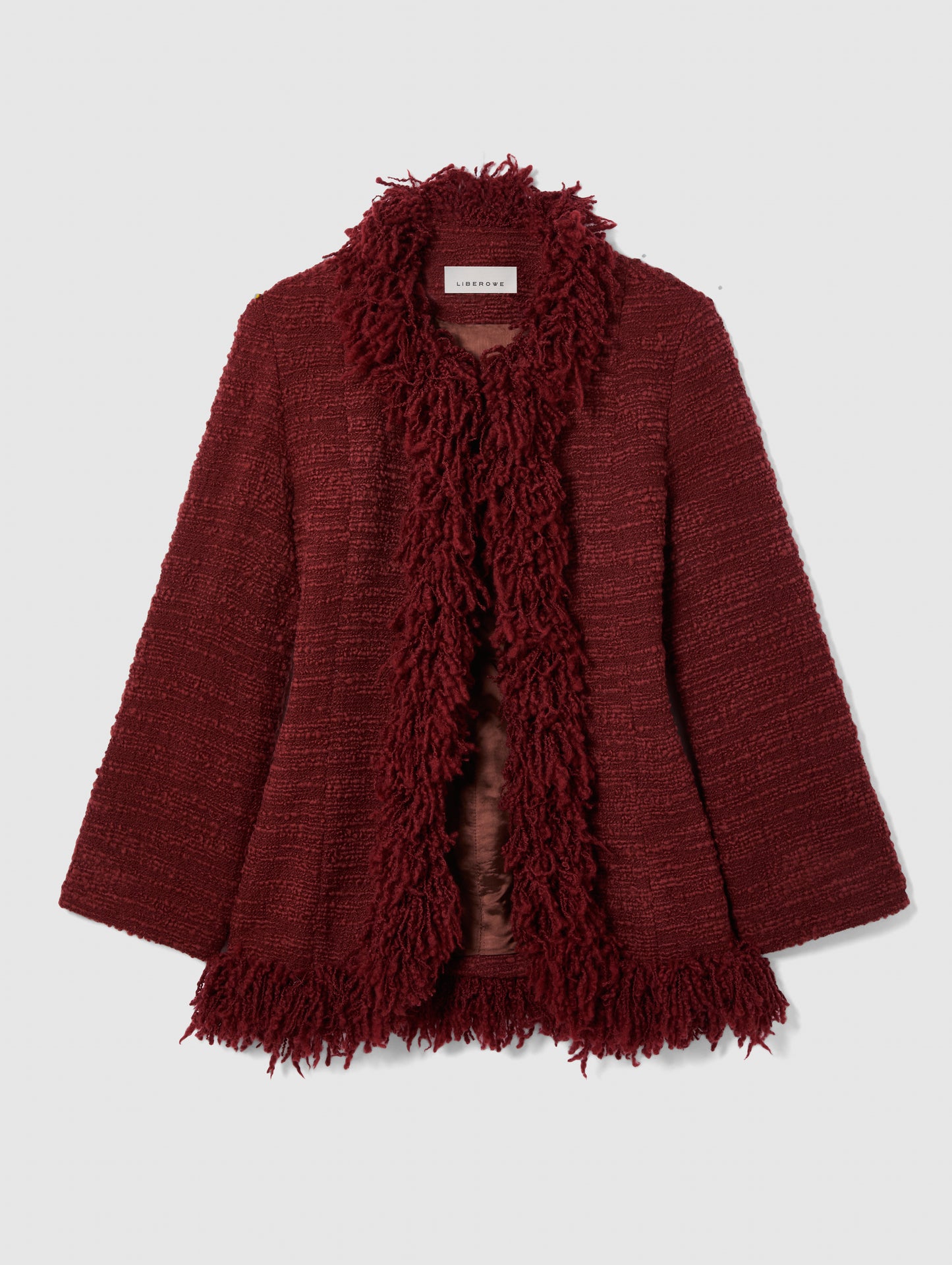 PRE-ORDER/ BURGUNDY FRINGE BANKER JACKET