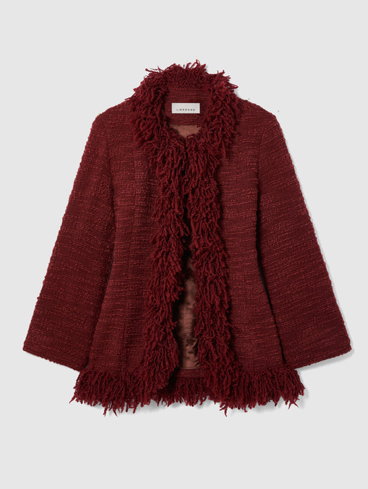 PRE-ORDER/ BURGUNDY FRINGE BANKER JACKET